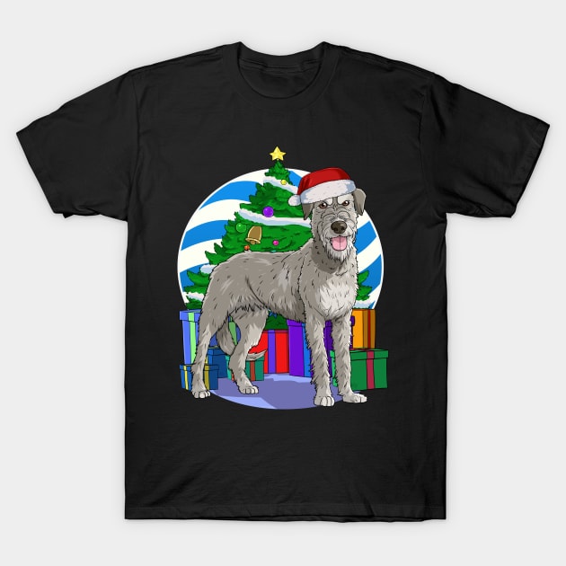 Irish Wolfhound Dog Cute Santa Christmas Gift T-Shirt by Noseking